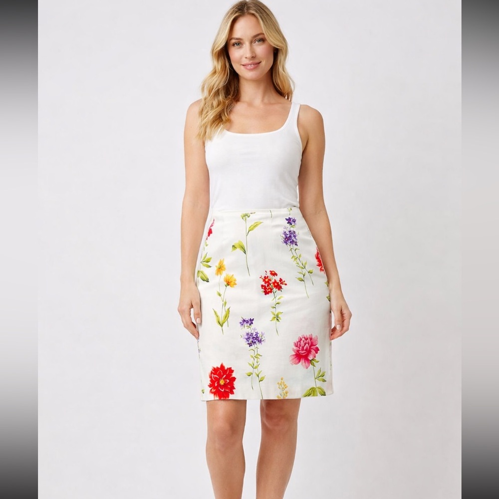NWT Talbots floral skirt size 12, 100 linen